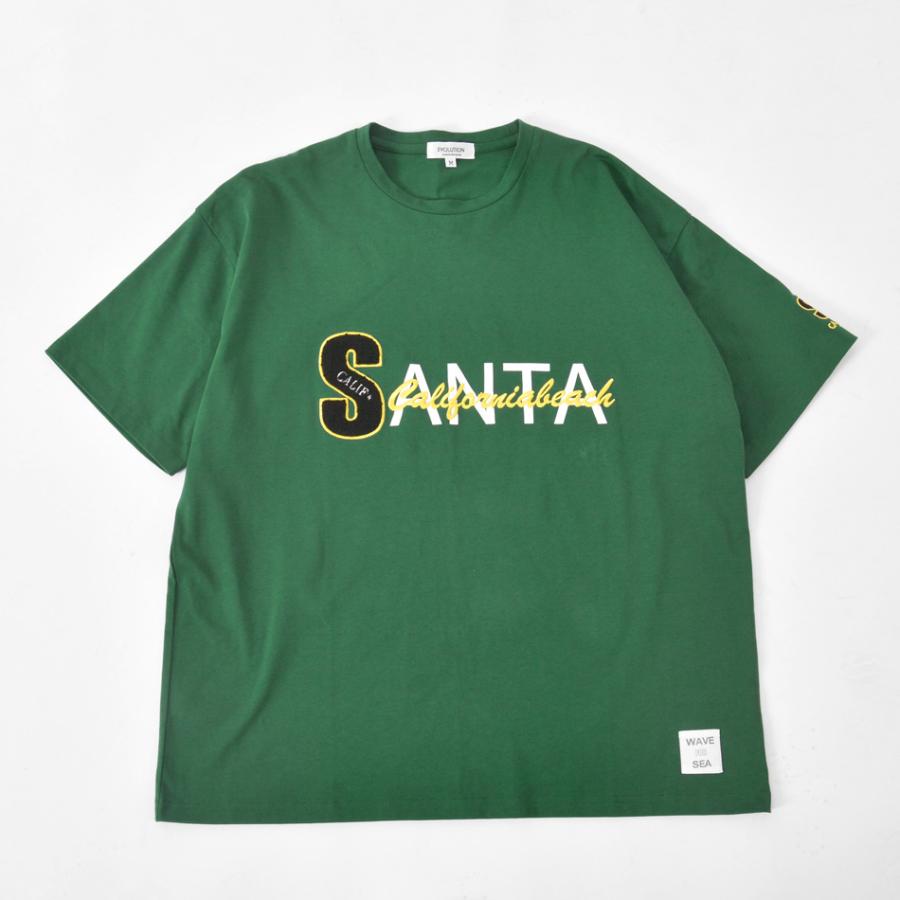 Tシャツ メンズ ビッグシルエット 半袖 ロゴ サガラ刺繍 サーフ系 ストリート系 韓国ファッション ビター系 ホワイト ブラック グリーン 白 黒 緑 M L XL | EVOLUTION | 08