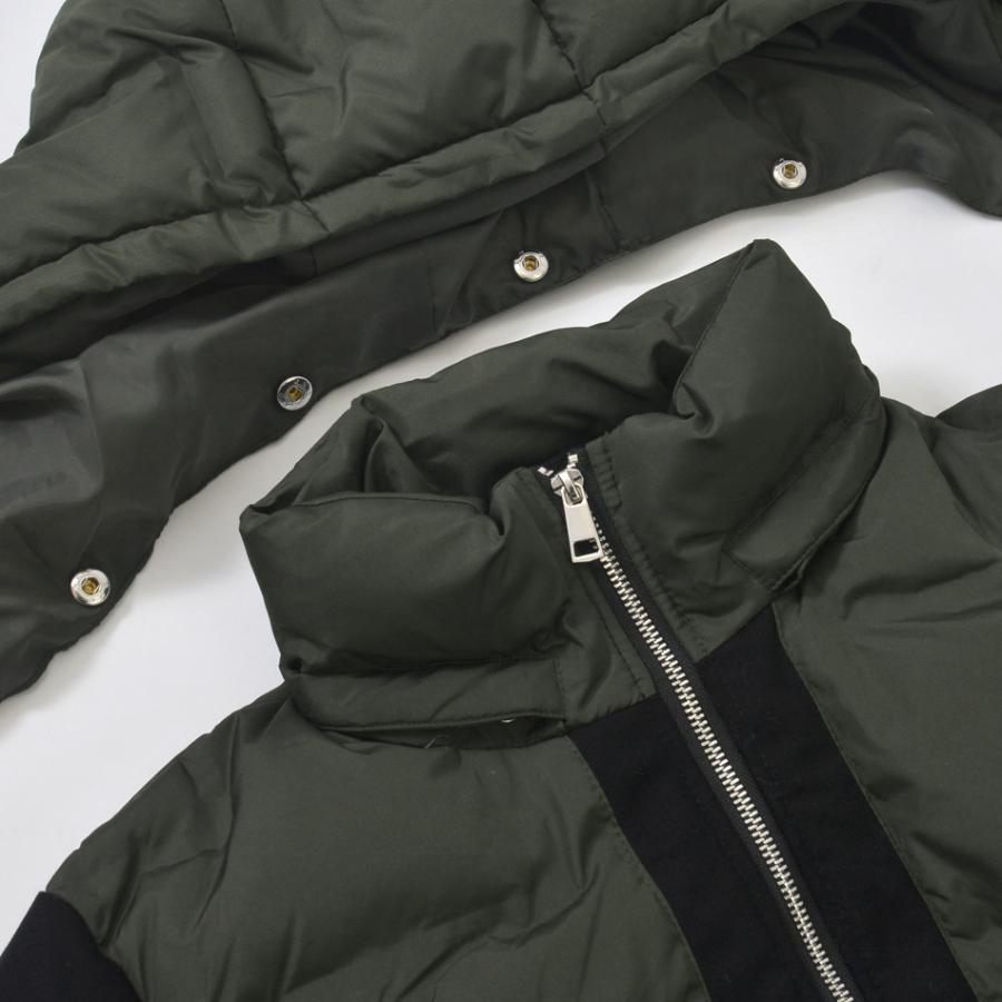 ダウンジャケット メンズ シームレス 中綿 撥水 切替 秋冬 黒 カーキ ブラック フード取り外し可 モード系 ストリート サーフ アウトドア キャンプ 軽い M L XL | EVOLUTION | 13