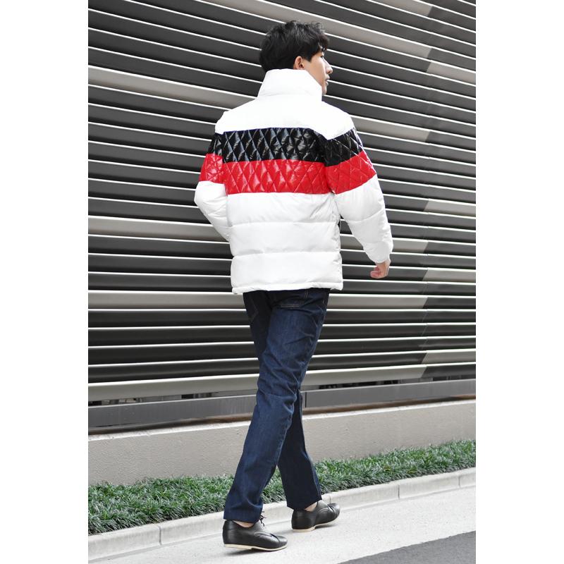 ダウンジャケット メンズ 中綿 秋冬 切替 ストリート サーフ アウトドア キャンプ ビター系 オラオラ系 暖かい FELLEX 軽い 白 黒 ホワイト ブラック M L XL | EVOLUTION | 07