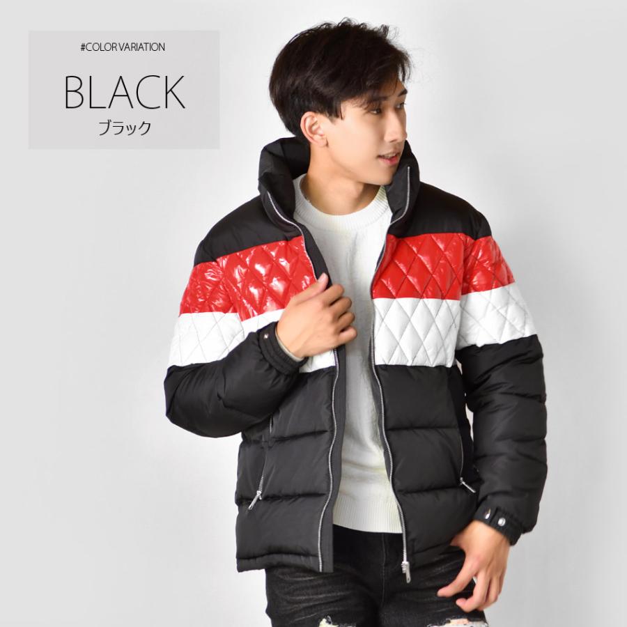 ダウンジャケット メンズ 中綿 秋冬 切替 ストリート サーフ アウトドア キャンプ ビター系 オラオラ系 暖かい FELLEX 軽い 白 黒 ホワイト ブラック M L XL | EVOLUTION | 08