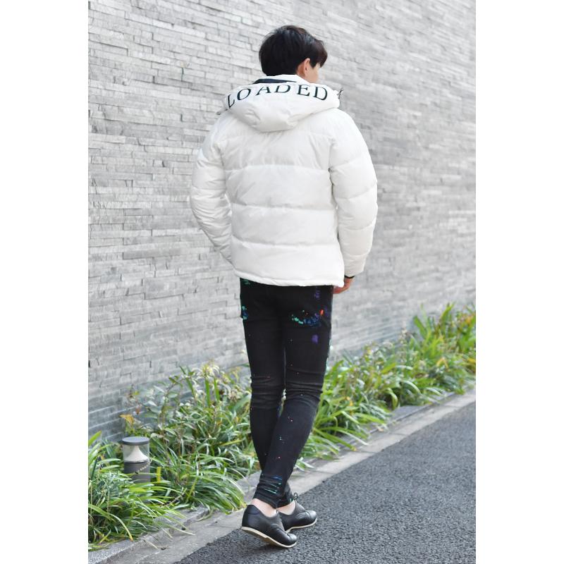 ダウンジャケット メンズ 中綿ジャケット ロゴ フード取り外し可 撥水加工 春秋冬 ストリート サーフ  アウトドア 白 赤 黒 ホワイト レッド ブラック M L XL | EVOLUTION | 08