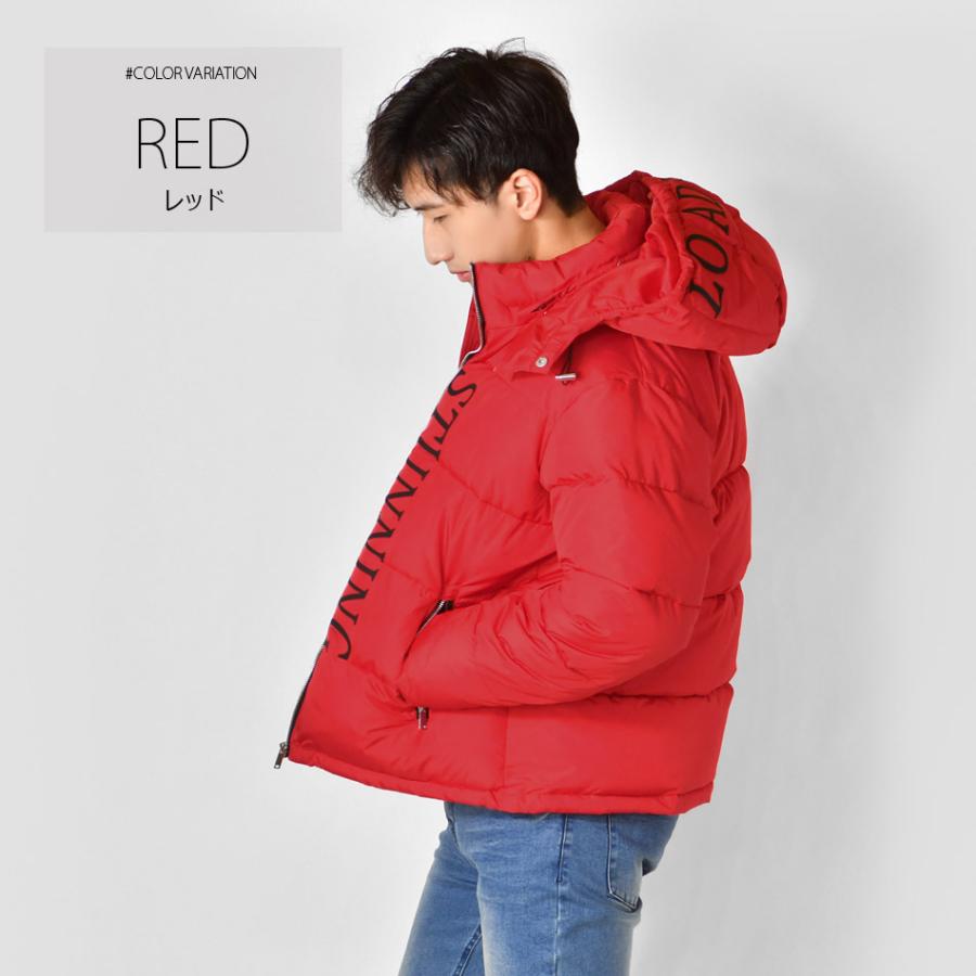 ダウンジャケット メンズ 中綿ジャケット ロゴ フード取り外し可 撥水加工 春秋冬 ストリート サーフ  アウトドア 白 赤 黒 ホワイト レッド ブラック M L XL | EVOLUTION | 09