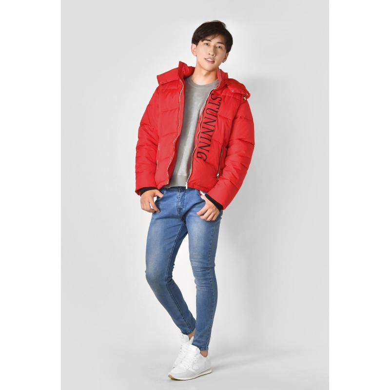 ダウンジャケット メンズ 中綿ジャケット ロゴ フード取り外し可 撥水加工 春秋冬 ストリート サーフ  アウトドア 白 赤 黒 ホワイト レッド ブラック M L XL | EVOLUTION | 10