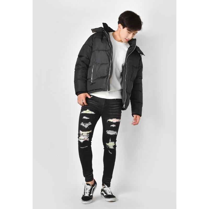 ダウンジャケット メンズ 中綿ジャケット ロゴ フード取り外し可 撥水加工 春秋冬 ストリート サーフ  アウトドア 白 赤 黒 ホワイト レッド ブラック M L XL | EVOLUTION | 12