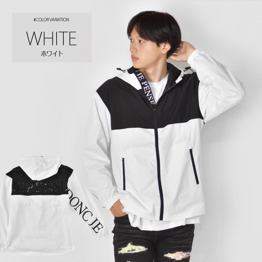 マウンテンパーカー メンズ ウィンドブレーカー 春秋冬 撥水 ロゴ 切り替え アウトドア ゴルフウエア ストリート スポーツ 白 黒 ホワイト ブラック M L XL | EVOLUTION | 05