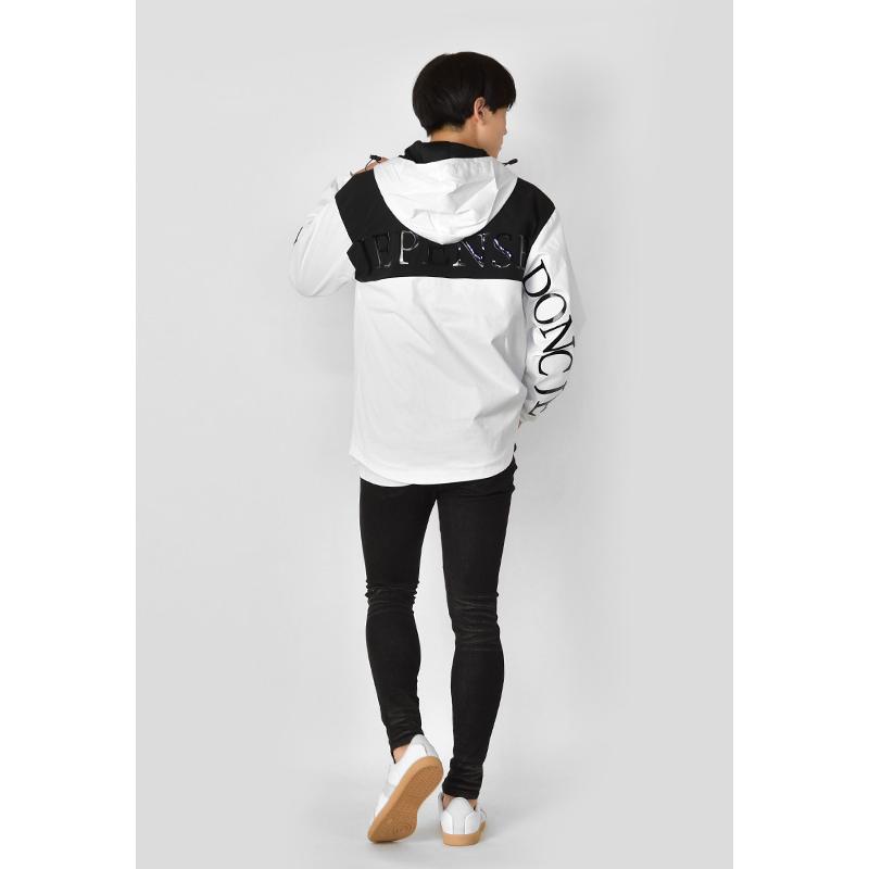 マウンテンパーカー メンズ ウィンドブレーカー 春秋冬 撥水 ロゴ 切り替え アウトドア ゴルフウエア ストリート スポーツ 白 黒 ホワイト ブラック M L XL | EVOLUTION | 06