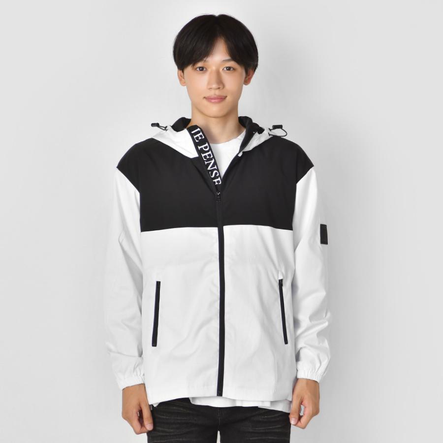 マウンテンパーカー メンズ ウィンドブレーカー 春秋冬 撥水 ロゴ 切り替え アウトドア ゴルフウエア ストリート スポーツ 白 黒 ホワイト ブラック M L XL | EVOLUTION | 09