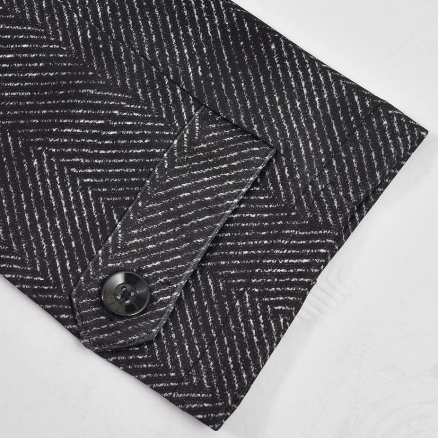 コート メンズ スタンドカラー 春秋冬 スプリングコート ストレッチ 総柄 裏地なし 薄め モード ビター オラオラ系 グレー ブラック ヘリンボーン M L XL | EVOLUTION | 19