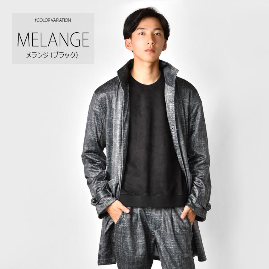 コート メンズ スタンドカラー 春秋冬 スプリングコート ストレッチ 総柄 裏地なし 薄め モード ビター オラオラ系 グレー ブラック ヘリンボーン M L XL | EVOLUTION | 13