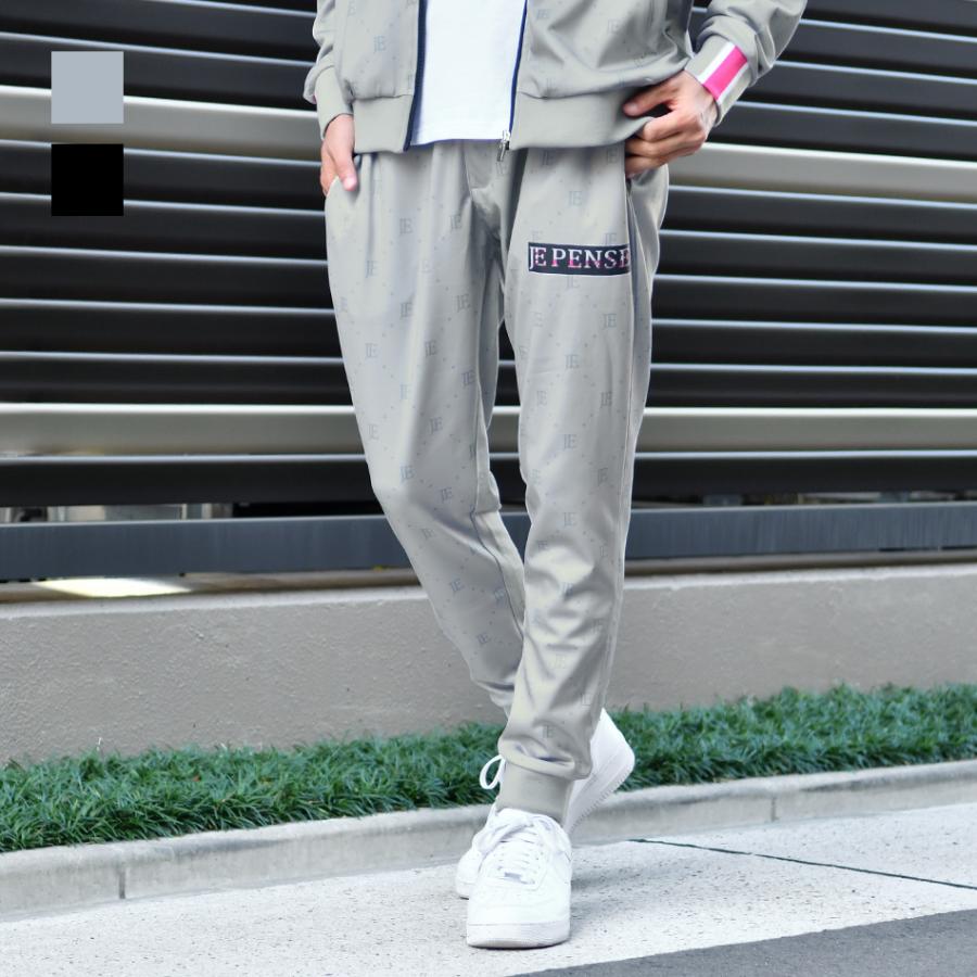 ジョガーパンツ メンズ ジャージ スウェットパンツ ポンチ 総柄 ロゴ ゴルフウエア ストリート サーフ ビター オラオラ系 黒 グレー ブラック M L XL | EVOLUTION