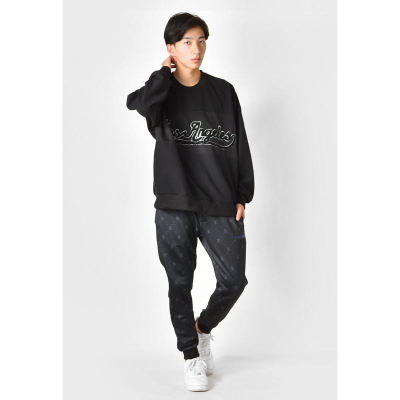 ジョガーパンツ メンズ ジャージ スウェットパンツ ポンチ 総柄 ロゴ ゴルフウエア ストリート サーフ ビター オラオラ系 黒 グレー ブラック M L XL | EVOLUTION | 08