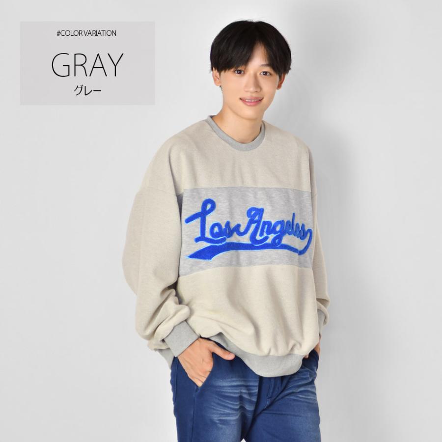 トレーナー メンズ スウェット ビッグシルエット ロゴ サガラ刺繍 春秋冬 ストリート系 韓国ファッション サーフ系 裏毛 黒 緑 グレー グリーン ブラック M L | EVOLUTION | 05