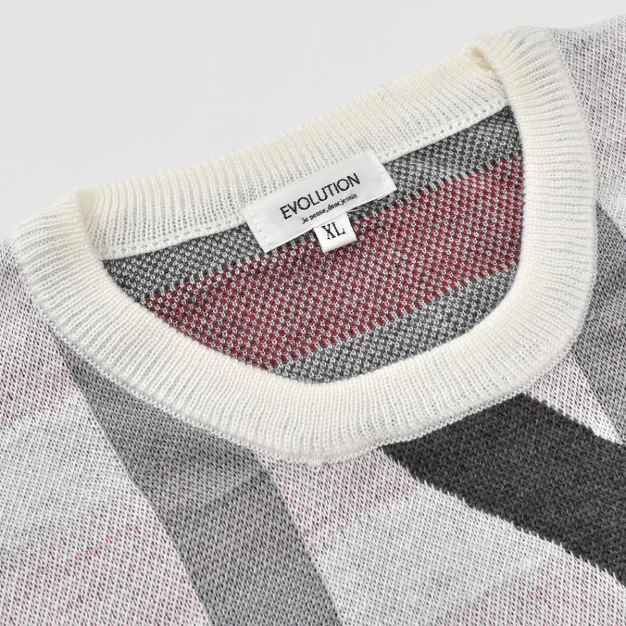 ニット メンズ セーター 長袖 春秋冬 ロゴ 総柄 ハイゲージ クルーネック 韓国ファッション ゴルフウエア モード系 オラオラ系 白 黒 ホワイト ブラック M L X | EVOLUTION | 08
