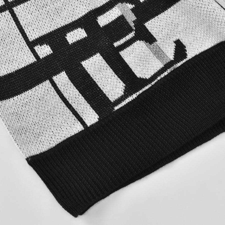 ニット メンズ セーター 長袖 春秋冬 ロゴ 総柄 チクチクしない ハイゲージ クルーネック ゴルフウエア モード ビター オラオラ 白 黒 ホワイト ブラック M L XL | EVOLUTION | 12