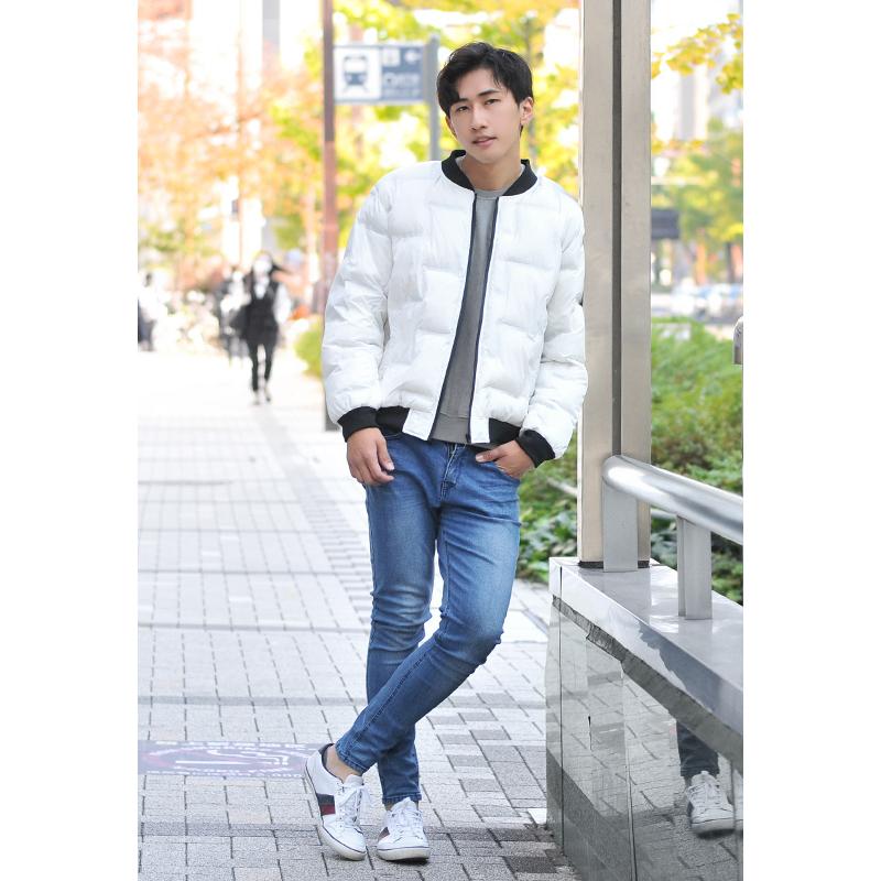 MA1ジャケット メンズ ダウンジャケット エムエーワン シームレス 秋冬 撥水加工 アウトドア ミリタリー モード 白 黒 ホワイト カーキ ブラック M L XL | EVOLUTION | 08