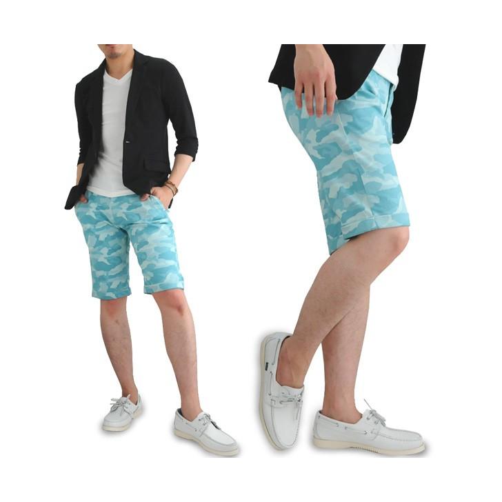 ハーフパンツ メンズ 花柄 迷彩 総柄 白 青 紺 M Xl ホワイト グレー