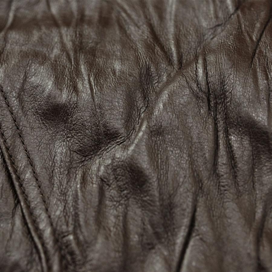 レザージャケット メンズ 本革 ライダース 豚革　ピッグレザー リアルレザー ブラウン M L | EVOLUTION | 07