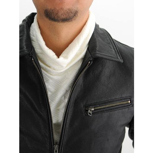 レザージャケット メンズ 本革 ゴートレザー 山羊革 ブラック 黒 M ライダース 革ジャン リアルレザー 春 秋 EVOLUTION エボリューション hk エイチケー 51118 | EVOLUTION | 06