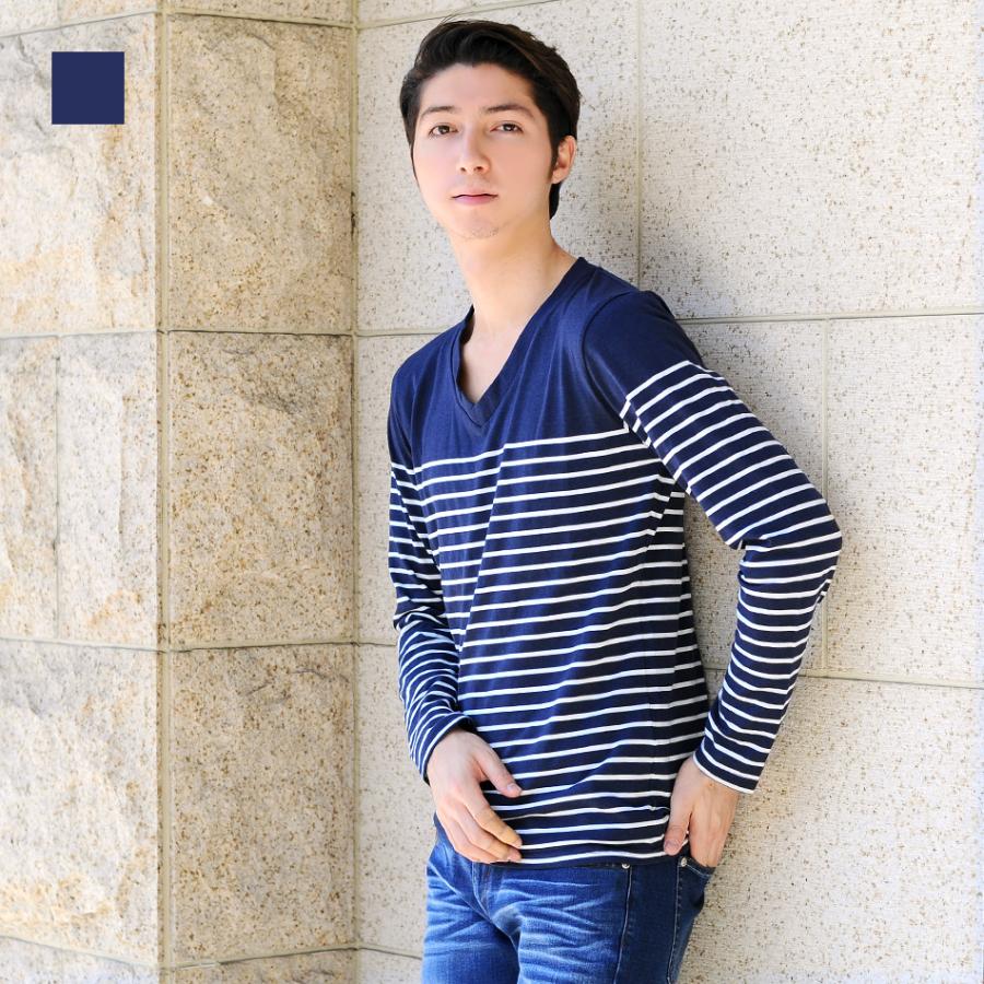 Tシャツ メンズ 長袖 ボーダー 白 紺 ホワイト ネイビー M L Xl 2l Ll Vネック マリン 春 秋 冬 Evolution Hk メンズジャケット バッグ 鞄 のhk 通販 Yahoo ショッピング