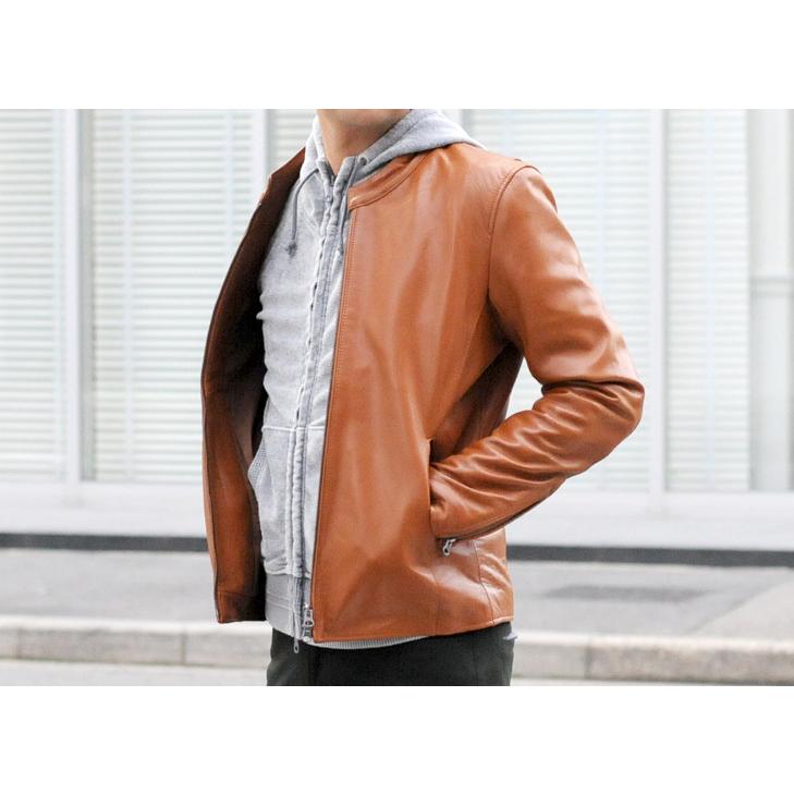 レザージャケット メンズ 本革 ラムレザー 羊革 キャメル レッド 赤 ブルー 青 ブラック 黒 M L Xl 2l ライダース 革ジャン リアルレザー 春 秋 Evolution メンズジャケット バッグ 鞄 のhk 通販 Yahoo ショッピング