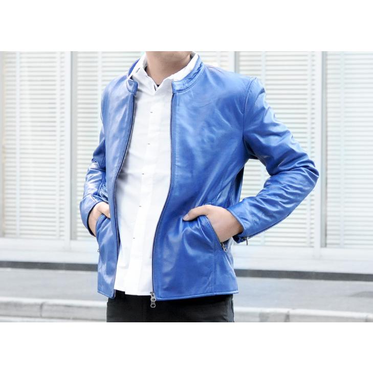 レザージャケット メンズ 本革 ラムレザー 羊革 キャメル レッド 赤 ブルー 青 ブラック 黒 M L XL 2L ライダース 革ジャン リアルレザー 春 秋 EVOLUTION 51531 | EVOLUTION | 06