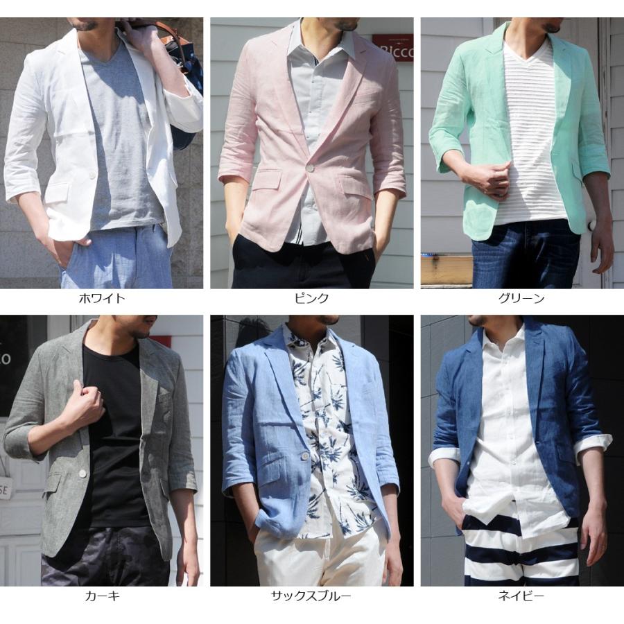 EVOLUTION サマージャケット メンズ カジュアル リネン 麻 7分袖