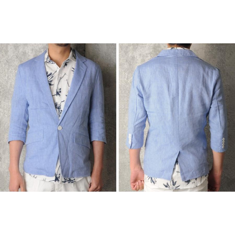 サマージャケット メンズ カジュアル リネン 麻 7分袖 グリーン M L XL 2L LL EVOLUTION エボリューション hk エイチケー 61107 | EVOLUTION | 04