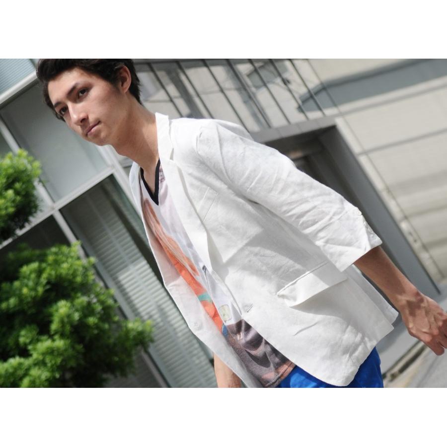 EVOLUTION サマージャケット メンズ カジュアル リネン 麻 7分袖