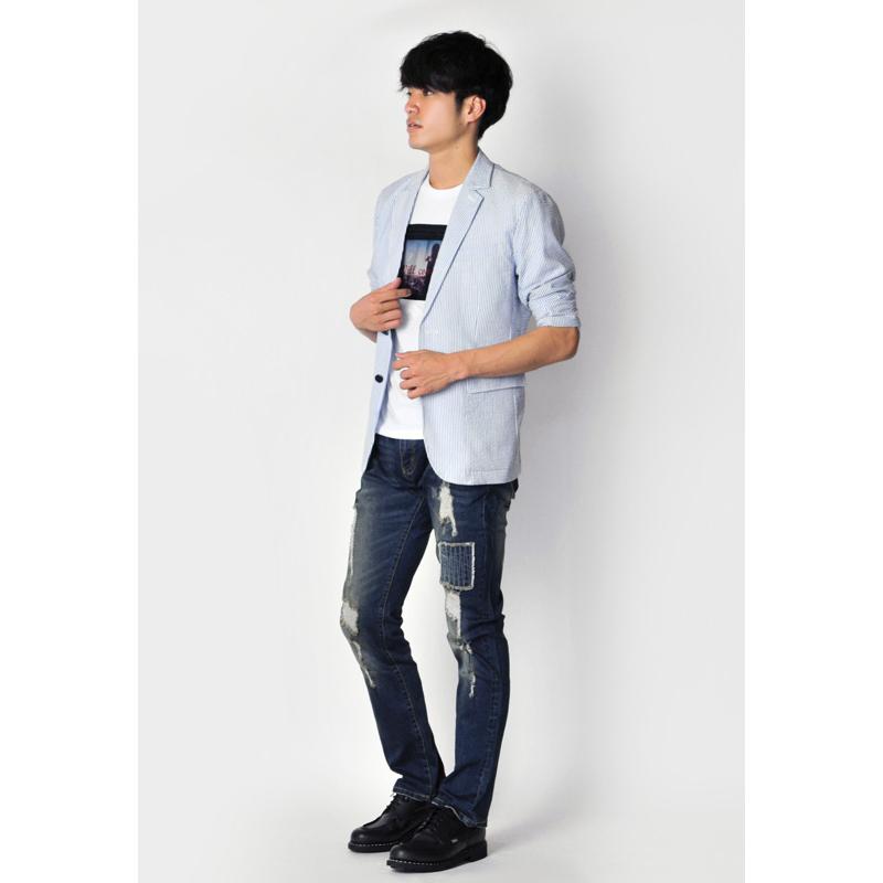 ジーンズ メンズ ストレート M L XL 2L LL 30 31 32 青 ライトブルー ブルー ストレッチ ユーズド ウォッシュ クラッシュ EVOLUTION 61166 | EVOLUTION | 07