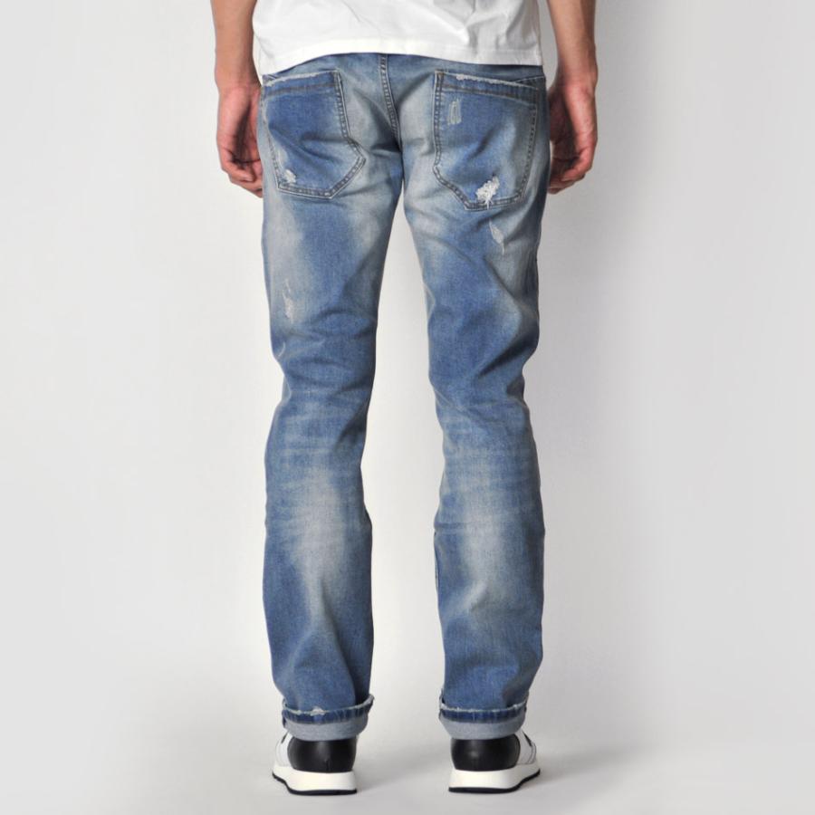 ジーンズ メンズ ストレート M L XL 2L LL 30 31 32 青 ライトブルー ブルー ストレッチ ユーズド ウォッシュ クラッシュ EVOLUTION 61166 | EVOLUTION | 09