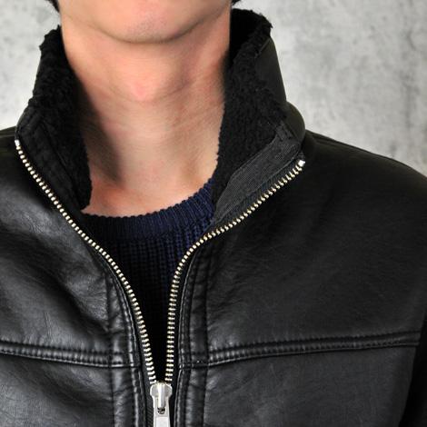 レザージャケット メンズ 合皮 暖かい 冬 秋 ブラック 黒 M ムートン ライダース フェイクレザー 裏ボア EVOLUTION 61513 | EVOLUTION | 09