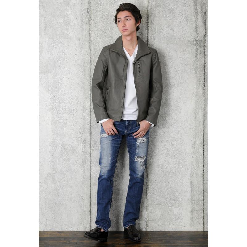 レザージャケット メンズ 本革 ブラック 黒 L XL LL 2L ライダース 革ジャン リアルレザー 春 秋 EVOLUTION エボリューション hk エイチケー 61529 | EVOLUTION | 04