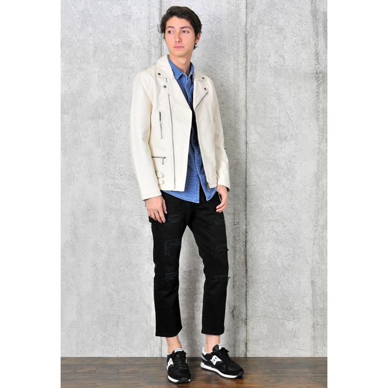 CROWS ホワイト レザージャケット サイズ38 CROWS ホワイト レザージャケット サイズ38 CROWS ライダース