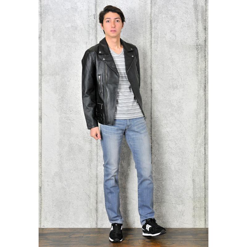 レザージャケット メンズ 本革 ホワイト 白 グレー ブラック 黒 M L XL LL 2L ライダース 革ジャン リアルレザー 春 秋 EVOLUTION hk 61530 | EVOLUTION | 09