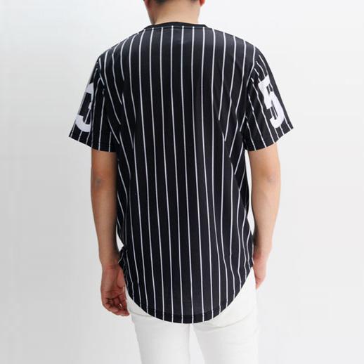 ベースボールＴシャツ プリントＴシャツ ロング丈カットソー メンズ ストリートスタイルを楽しむカジュアルＴシャツ ユニフォーム ホワイト ブラック | BLACK EVOLUTION | 06