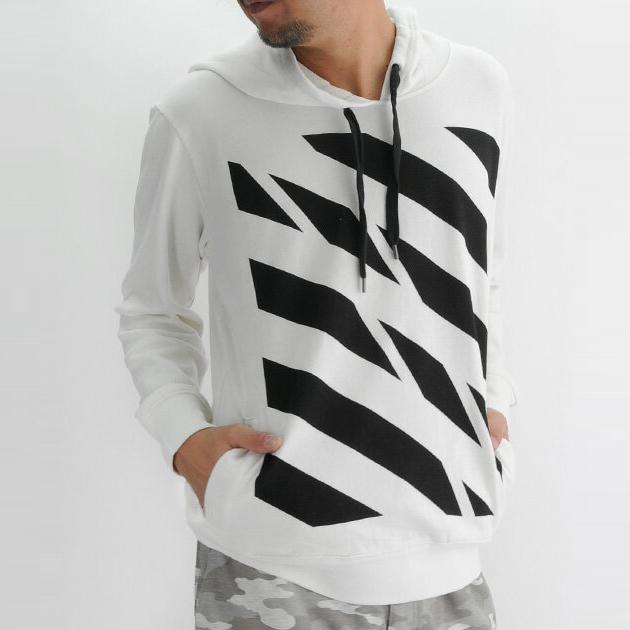 パーカー メンズ 春 秋 冬 ホワイト 白 M L Xl 2l Ll プリント 斜めボーダー バイアス 星 プルパーカー プルオーバー Evolution メンズジャケット バッグ 鞄 のhk 通販 Yahoo ショッピング