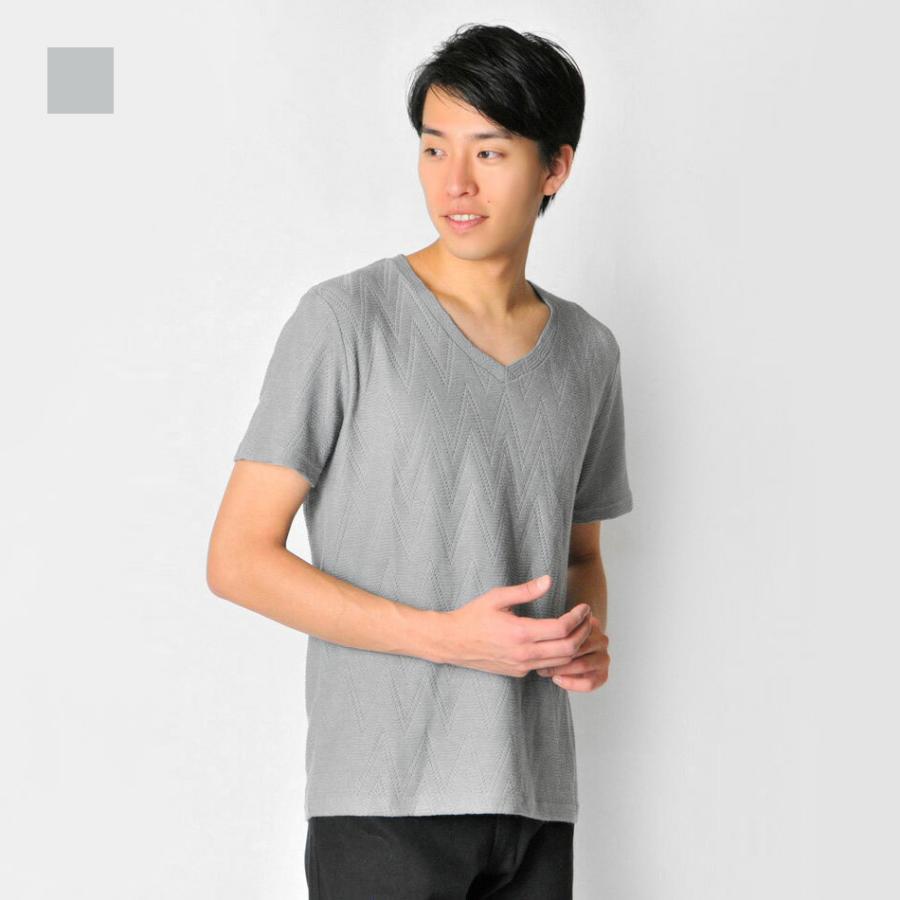 Tシャツ メンズ 半袖 織柄 白 黒 M Xl Vネック ホワイト グレー ブラック ギザギザ シェブロン ジャガード カットソー Evolution メンズジャケット バッグ 鞄 のhk 通販 Yahoo ショッピング
