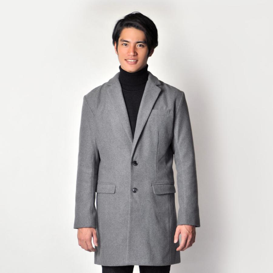 HILTON 高級ウールコート Mサイズ グレー メンズ ビジネス フォーマル バルンケットコート【カシミヤ混】【ダブルフェイス】 (59252202C-41