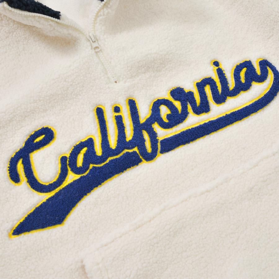 ボアジャケット メンズ ビッグシルエット ハーフジップ ロゴ 刺繍 星条旗柄 春秋冬 サーフ アメカジ ストリート ホワイト ブルー ブラック 白 黒 M L XL 23546 | EVOLUTION | 15