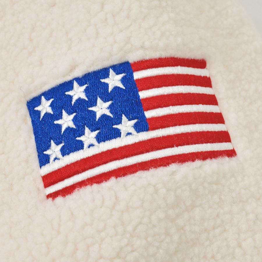 ボアジャケット メンズ ビッグシルエット ハーフジップ ロゴ 刺繍 星条旗柄 春秋冬 サーフ アメカジ ストリート ホワイト ブルー ブラック 白 黒 M L XL 23546 | EVOLUTION | 16