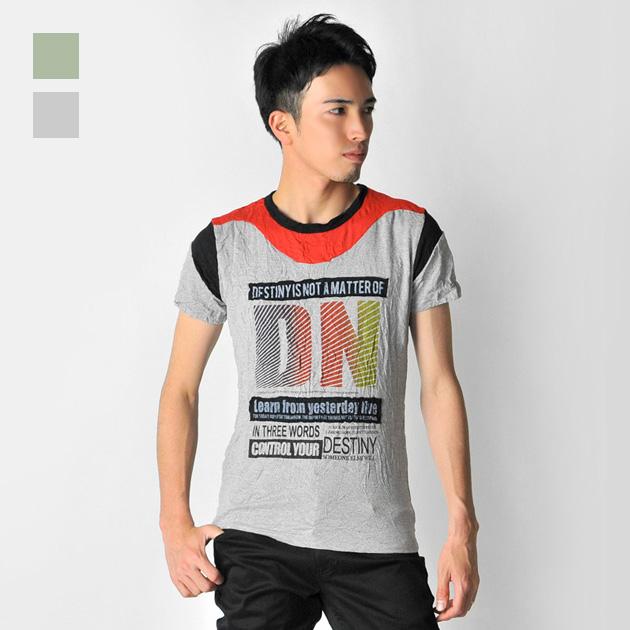 tシャツ メンズ 半袖 プリント M L XL クルーネック ベージュ
