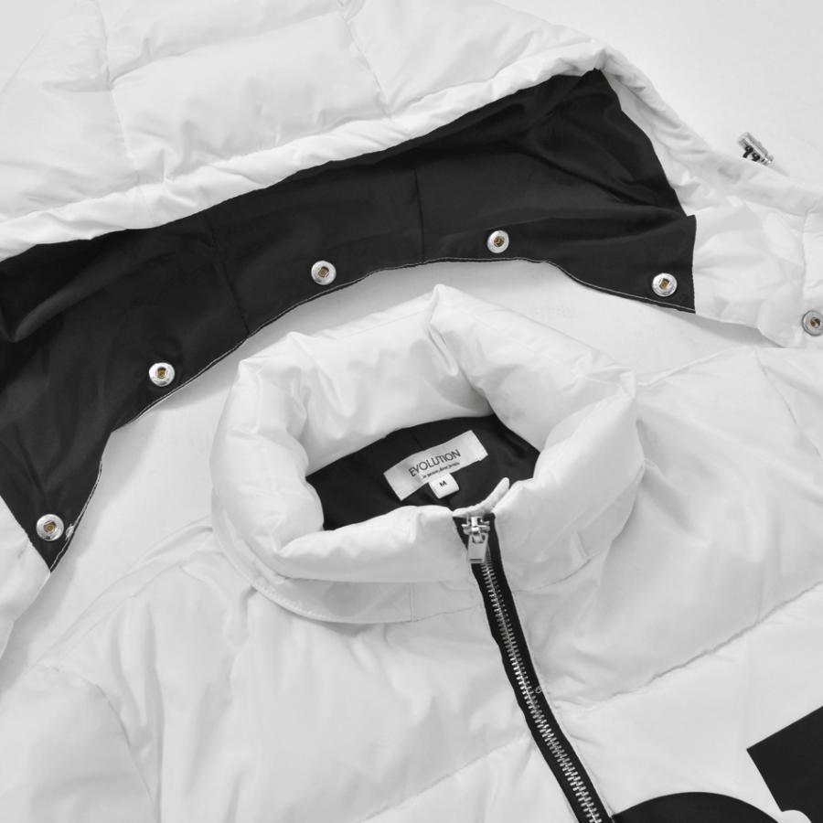 ダウンジャケット メンズ 中綿 ロゴ 秋冬 ストリート サーフ アウトドア キャンプ オラオラ系 暖かい アウター 撥水 軽い 白 黒 ホワイト ブラック M L XL 23502 | EVOLUTION | 12