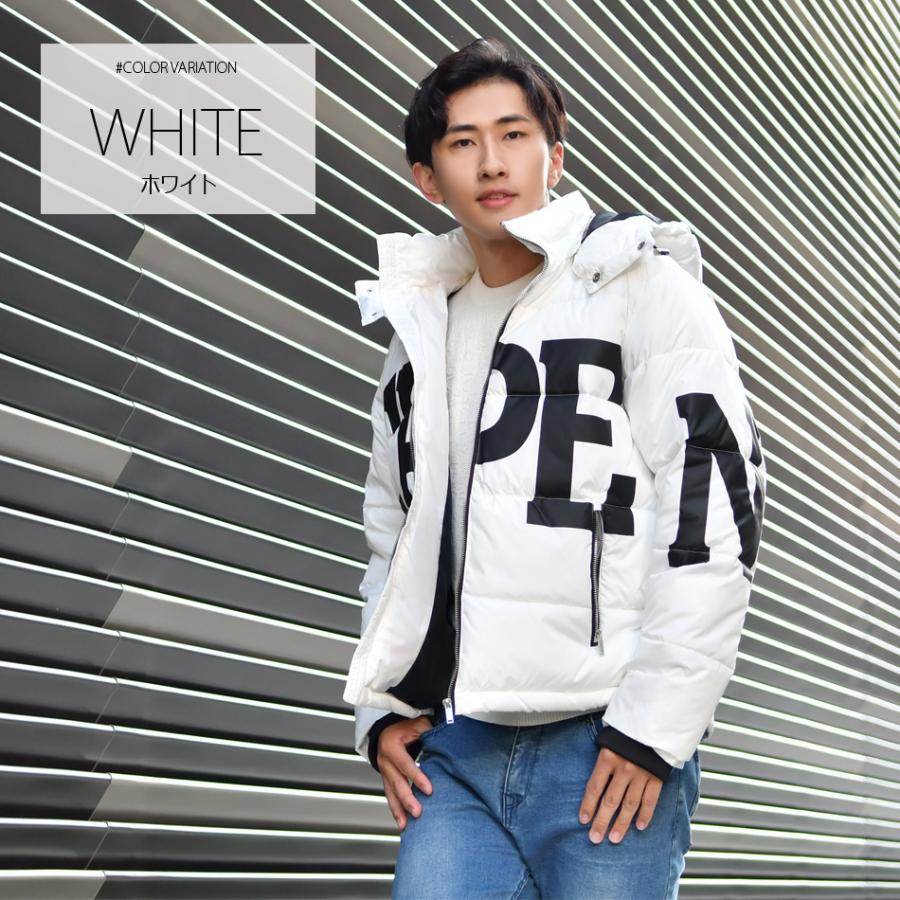 ダウンジャケット メンズ 中綿 ロゴ 秋冬 ストリート サーフ アウトドア キャンプ オラオラ系 暖かい アウター 撥水 軽い 白 黒 ホワイト ブラック M L XL 23502 | EVOLUTION | 06