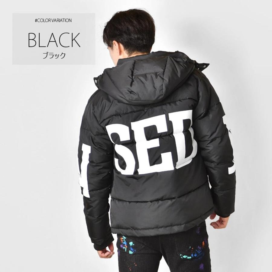 ダウンジャケット メンズ 中綿 ロゴ 秋冬 ストリート サーフ アウトドア キャンプ オラオラ系 暖かい アウター 撥水 軽い 白 黒 ホワイト ブラック M L XL 23502 | EVOLUTION | 08