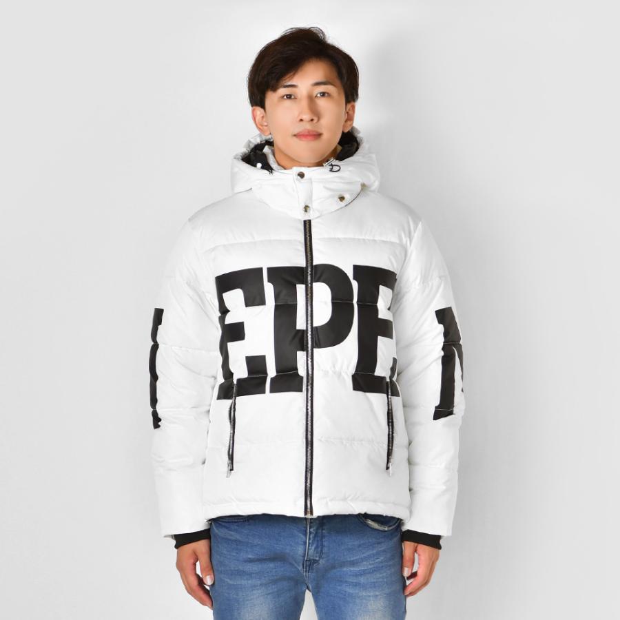 ダウンジャケット メンズ 中綿 ロゴ 秋冬 ストリート サーフ アウトドア キャンプ オラオラ系 暖かい アウター 撥水 軽い 白 黒 ホワイト ブラック M L XL 23502 | EVOLUTION | 10