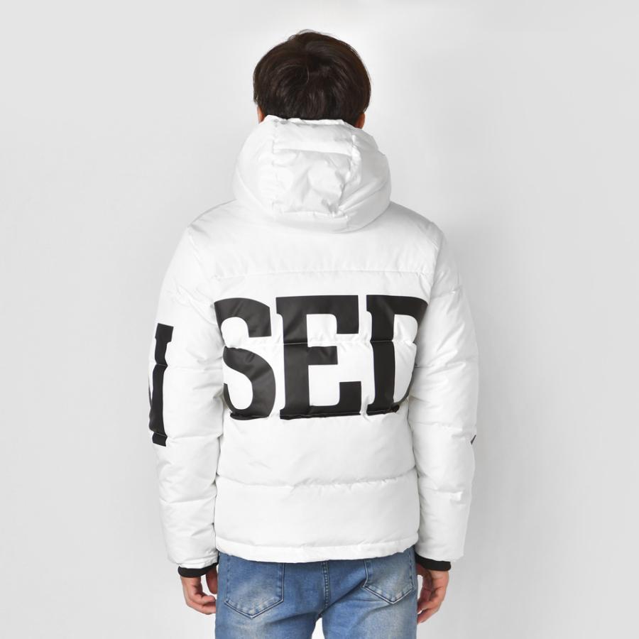 ダウンジャケット メンズ 中綿 ロゴ 秋冬 ストリート サーフ アウトドア キャンプ オラオラ系 暖かい アウター 撥水 軽い 白 黒 ホワイト ブラック M L XL 23502 | EVOLUTION | 11