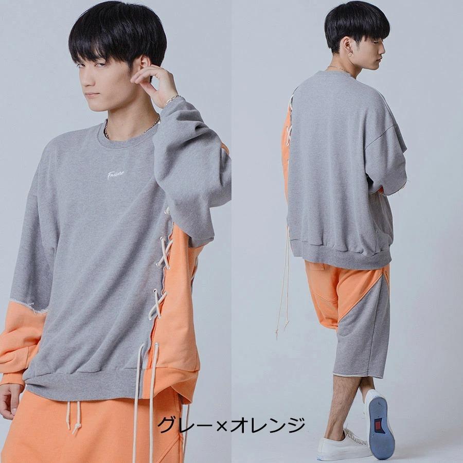 トレーナー メンズ 春 秋 ビッグシルエット オーバーサイズ ベージュ オレンジ グレー M L Xl Ll 2l レースアップ カットオフ Re730 セブンサーティー Be メンズジャケット バッグ 鞄 のhk 通販 Yahoo ショッピング