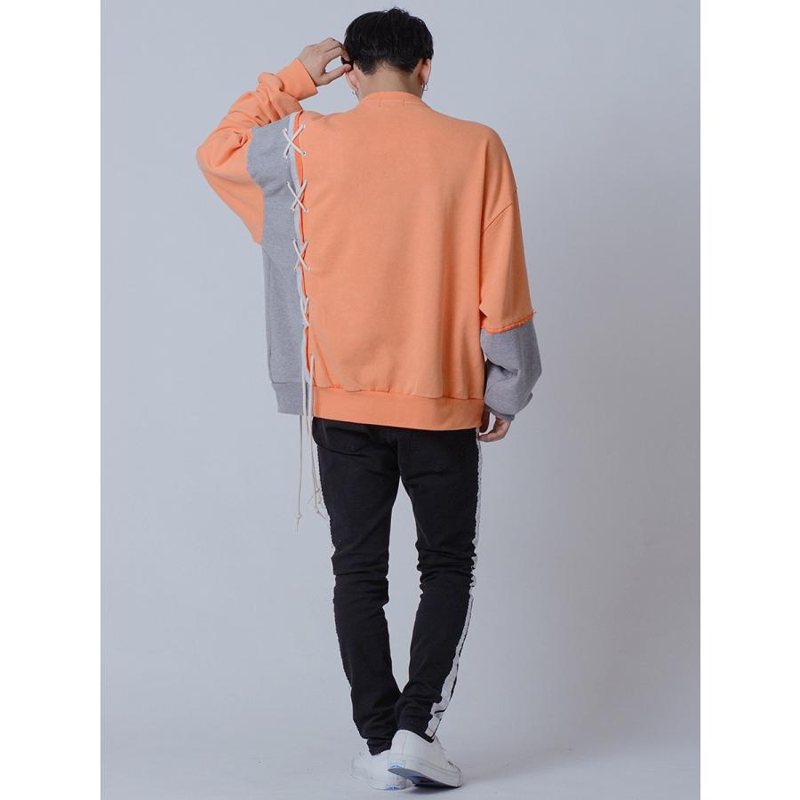 トレーナー メンズ 春 秋 ビッグシルエット オーバーサイズ ベージュ オレンジ グレー M L Xl レースアップ カットオフ Re730 セブンサーティー Be メンズジャケット バッグ 鞄 のhk 通販 Yahoo ショッピング