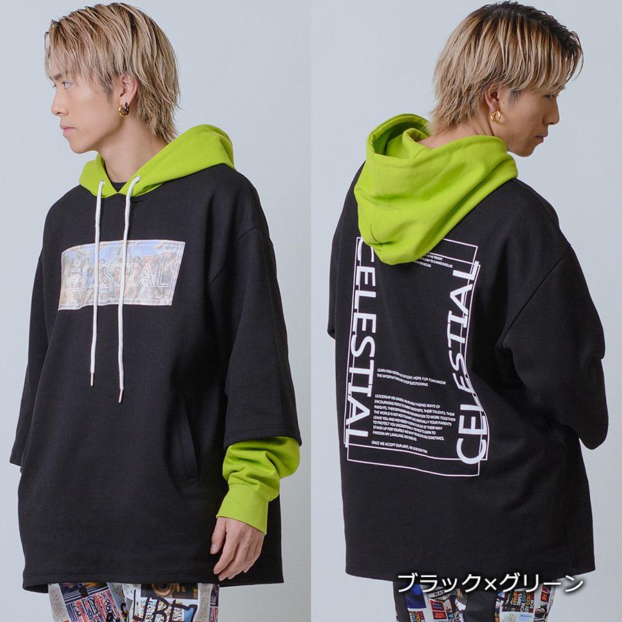パーカー メンズ 春 秋 ビッグシルエット オーバーサイズ プルオーバー 白 黒 ホワイト ブラック 蛍光 M L XL LL 2L RE730 セブンサーティー | RE730 | 09