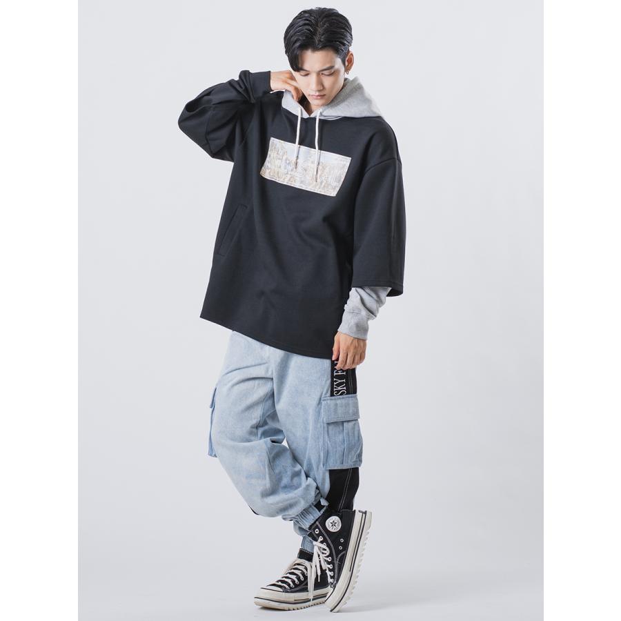 パーカー メンズ 春 秋 ビッグシルエット オーバーサイズ プルオーバー 白 黒 ホワイト ブラック 蛍光 M L XL LL 2L RE730 セブンサーティー | RE730 | 14